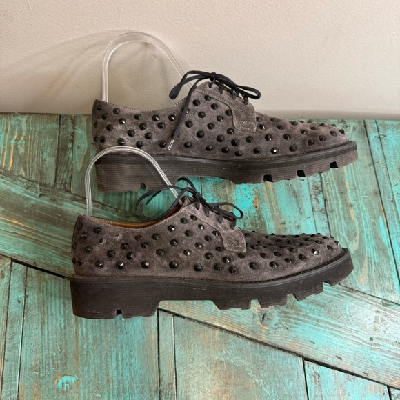 PERTINI Leather Shoes With Black Stones Size 39 Steampunk - Picture 4 of 12